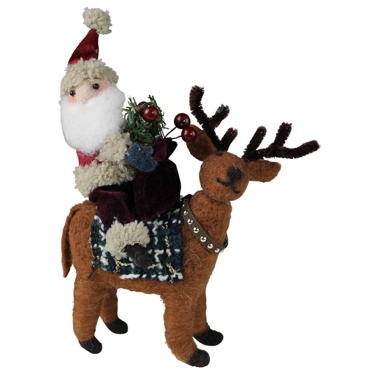 Santa on Deer, Felt - Right Set Of 4 By HomArt | Ornaments | Modishstore