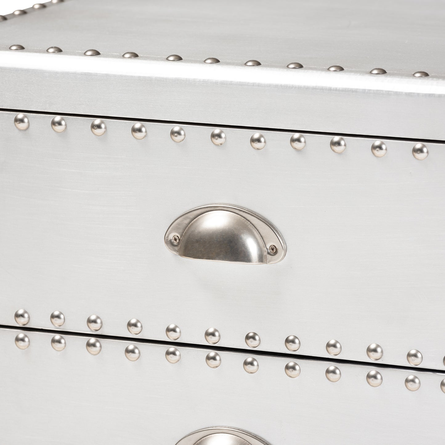 Baxton Studio Armel French Industrial Silver Metal 3-Drawer End Table | Cabinets | Modishstore - 9