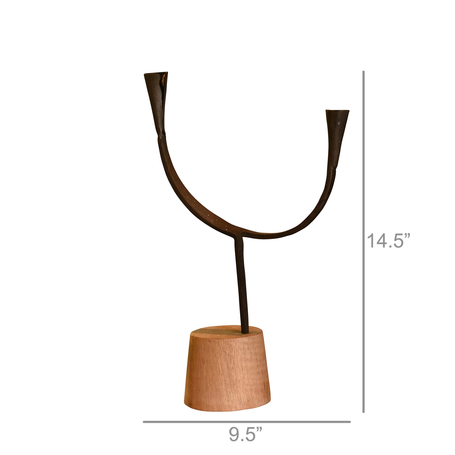 Cajon Single Arc Taper Holder, Iron & Wood - Black Set Of 4 By HomArt | Candle Holders | Modishstore - 4