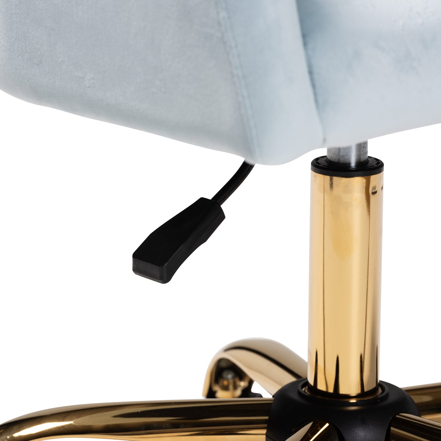 Baxton Studio Ravenna Contemporary Glam and Luxe Aqua Velvet Fabric and Gold Metal Swivel Office Chair | Office Chairs | Modishstore - 10