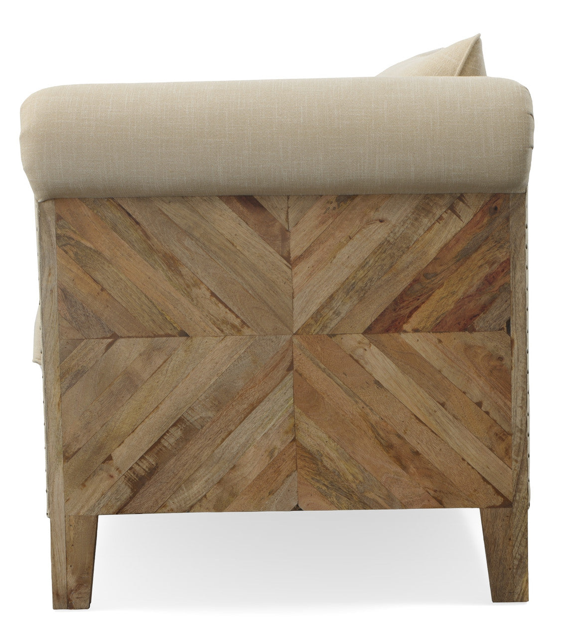 Mango Wood Solid Parquet and Linen Sofa 72 Inches | Sofas | Modishstore - 4