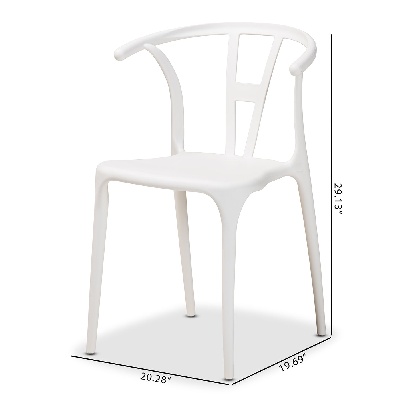 Baxton Studio Warner Modern and Contemporary White Plastic 4-Piece Dining Chair Set | Dining Chairs | Modishstore - 8