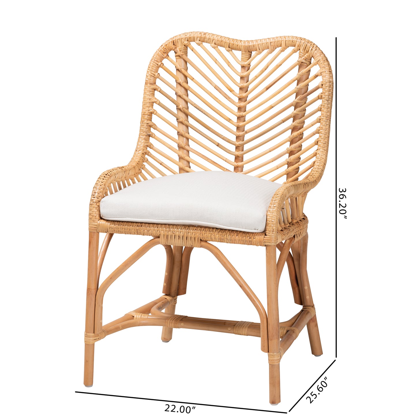Baxton Studio bali & pari Arween Modern Bohemian Natural Brown Rattan Dining Chair | Dining Chairs | Modishstore - 10