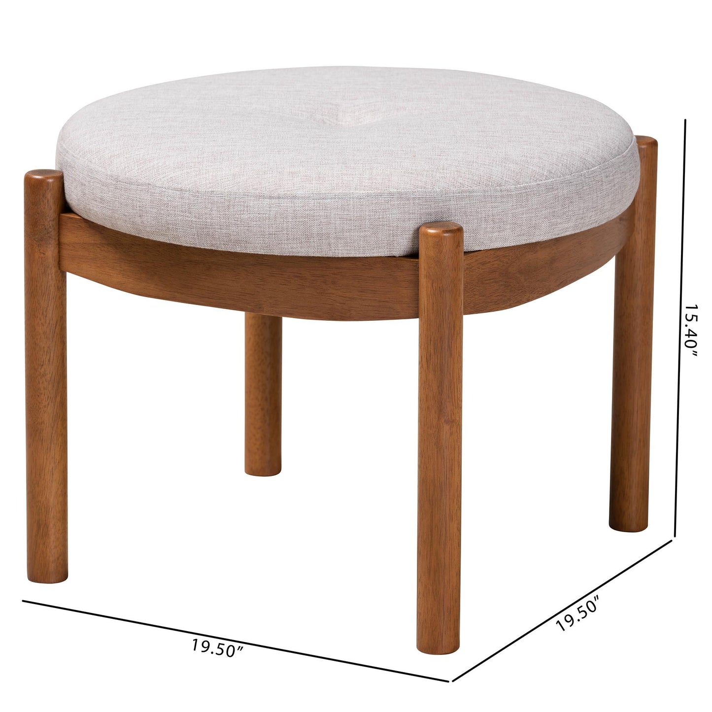 Baxton Studio Iliana Japandi Dark Grey Fabric and Walnut Brown Finished Wood Ottoman Footstool | Ottomans | Modishstore - 16