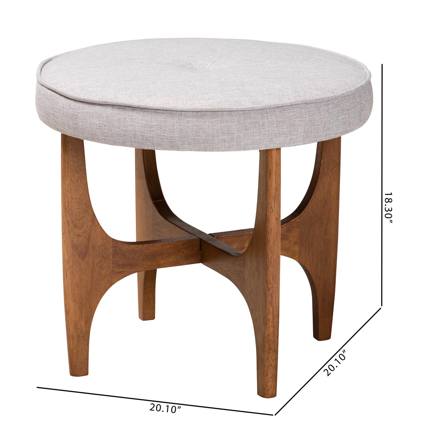 Baxton Studio Theo Japandi Dark Grey Fabric and Walnut Brown Finished Wood Ottoman Footstool | Ottomans | Modishstore - 16