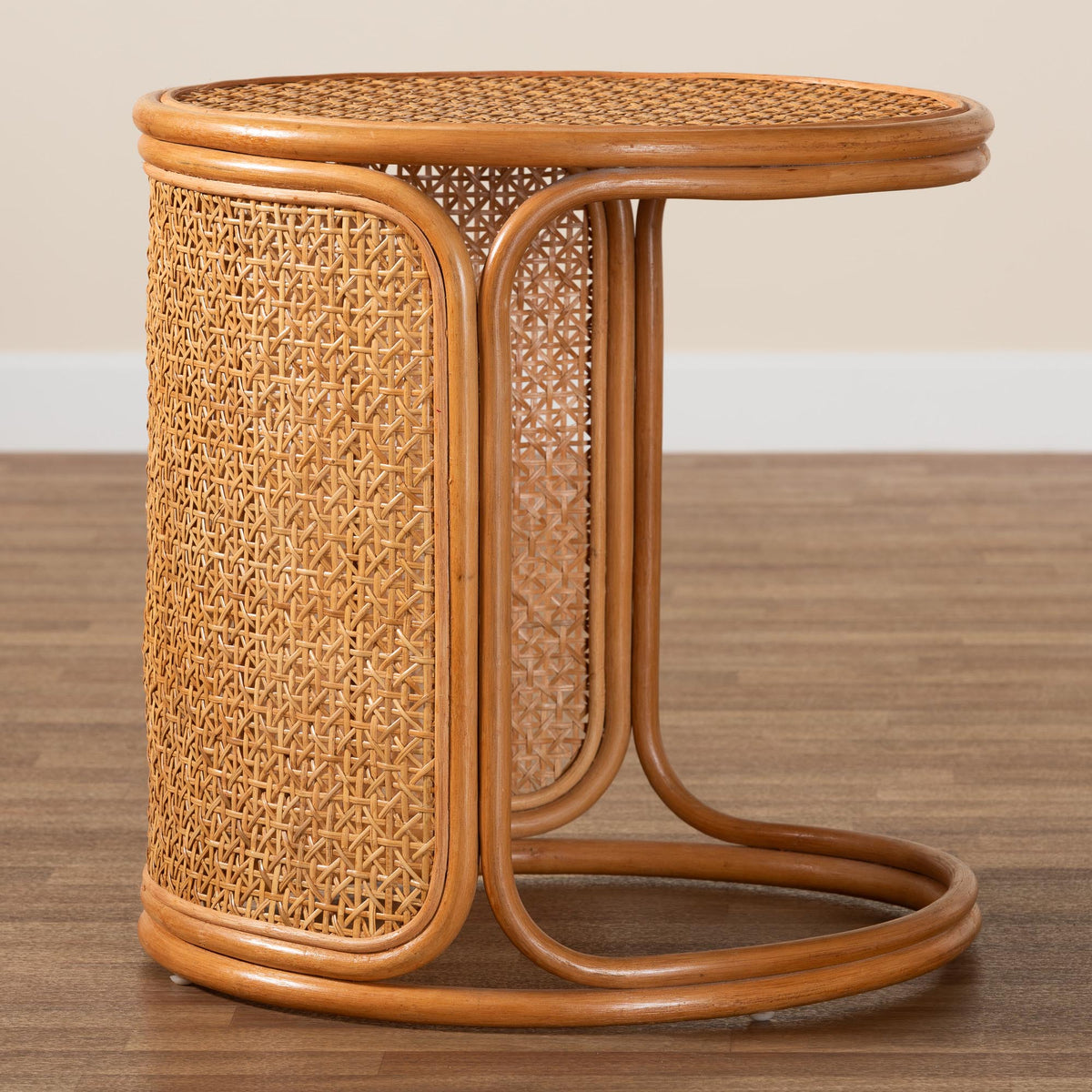 Baxton Studio bali & pari Eldon Bohemian Honey Rattan Large End Table | End Tables | Modishstore - 8