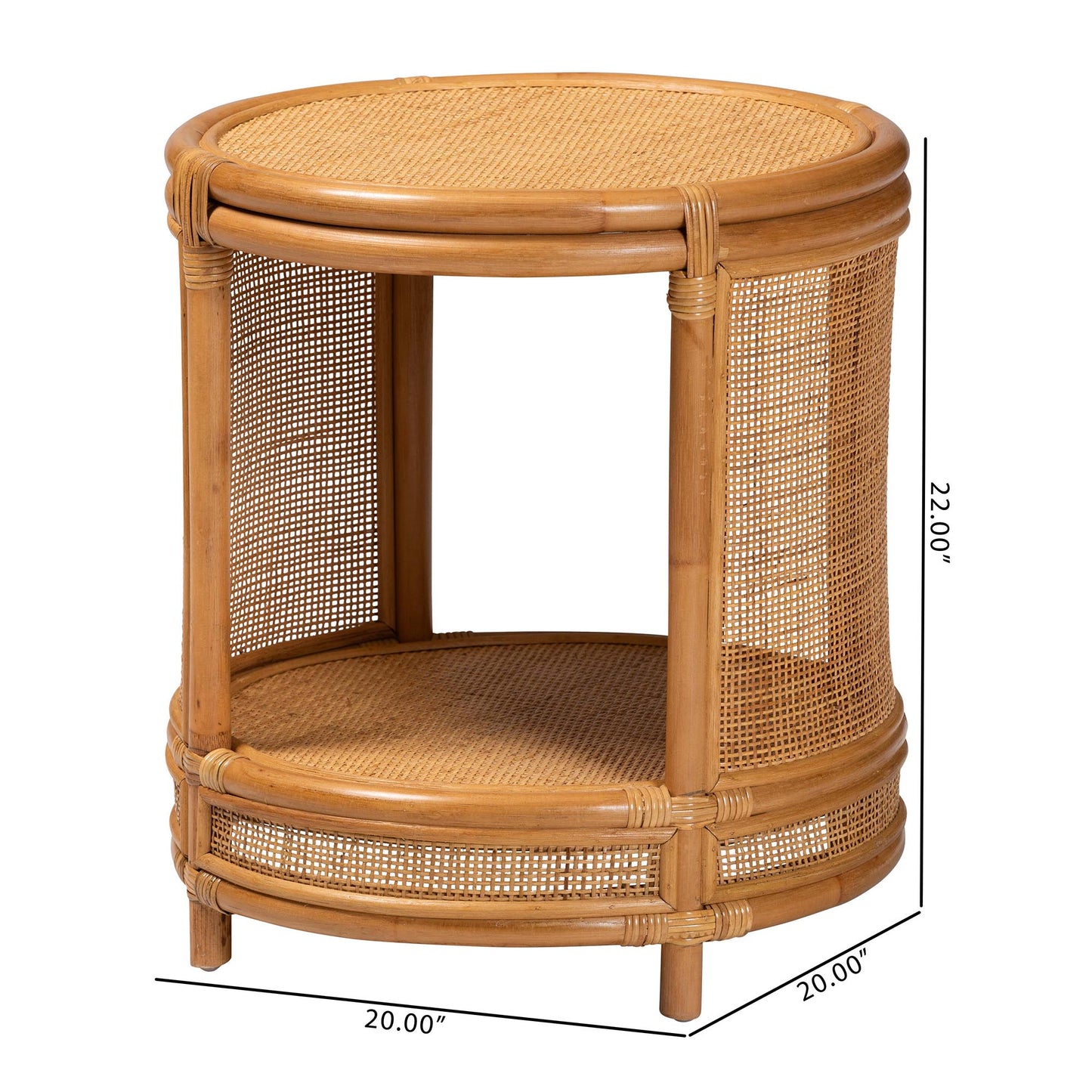 Baxton Studio bali & pari Louis Modern Bohemian Natural Brown Rattan End Table | End Tables | Modishstore - 10