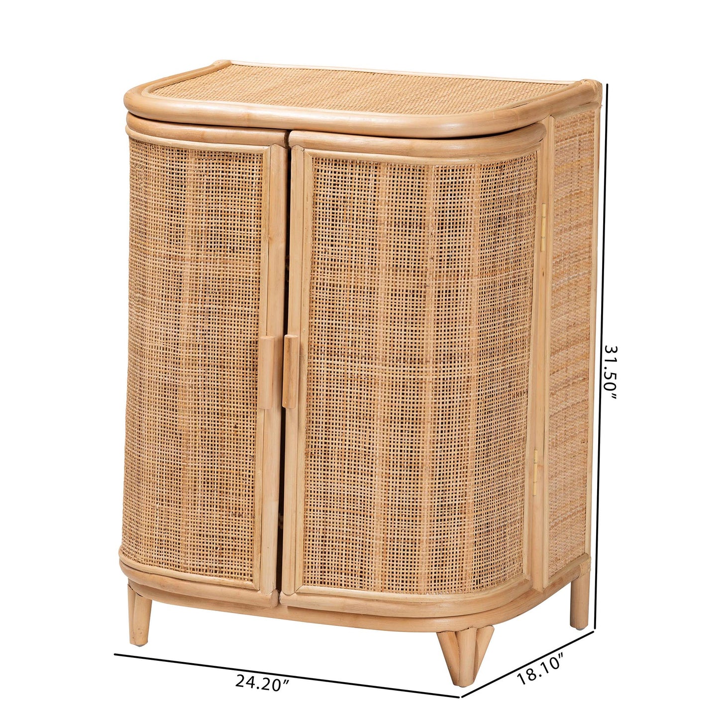 Baxton Studio bali & pari Yanka Bohemian Natural Rattan Storage Cabinet | Cabinets | Modishstore - 10