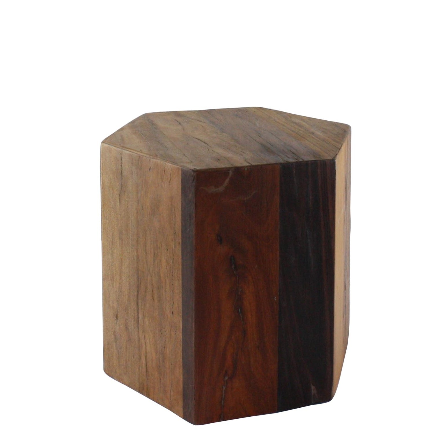 Hexagonal Wood Block - Medium - Natural By HomArt | Stools | Modishstore - 2