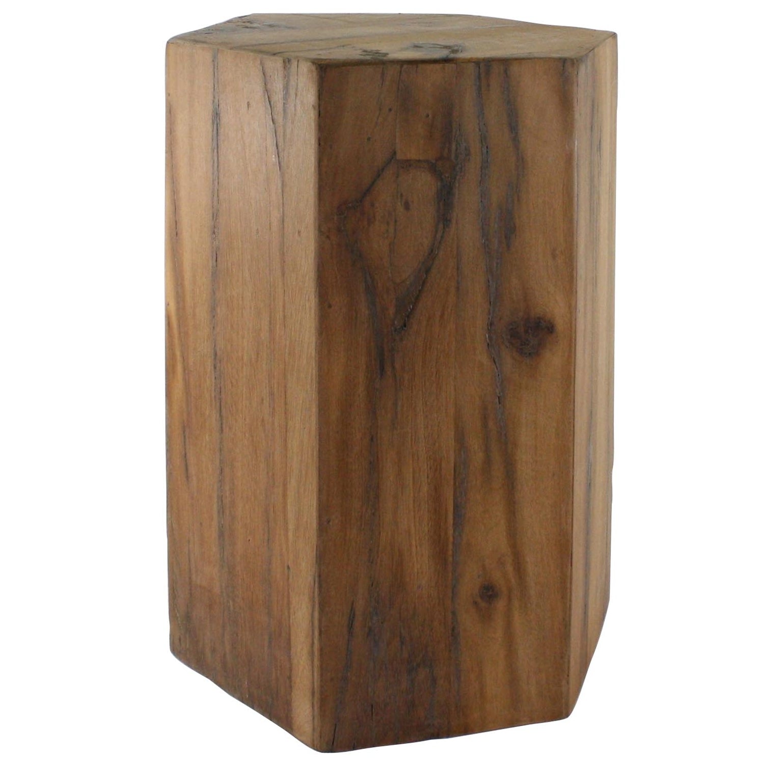 Hexagonal Wood Block - Large - Natural By HomArt | Stools | Modishstore - 2