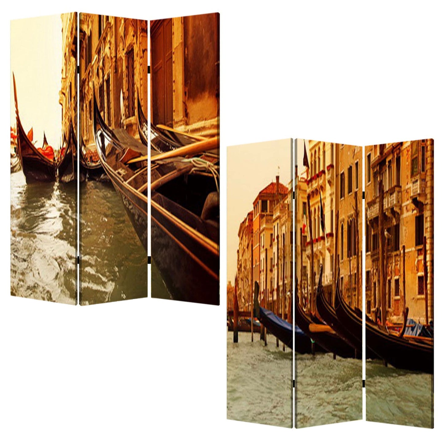 Multi Color Wood Canvas Venice Screen By Homeroots | Room Dividers | Modishstore - 6
