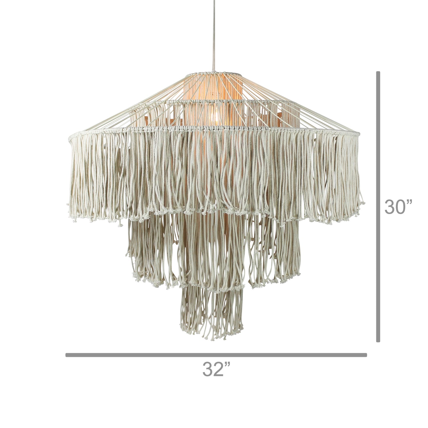 Macrame Fringe Pendant Set Of 4 By HomArt | Pendant Lamps | Modishstore - 3