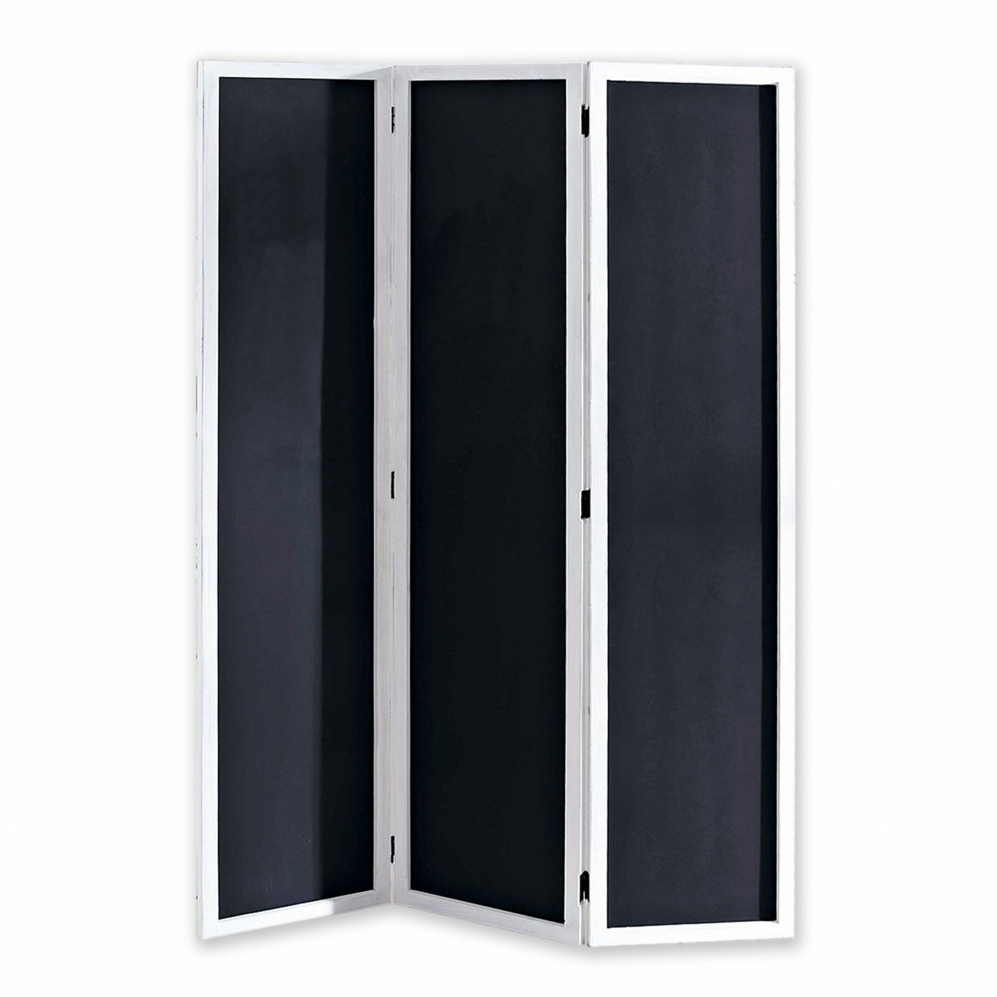 Black and White Chalkboard Wood Folding Three Panel Screen Room Divider By Homeroots | Room Dividers | Modishstore - 4
