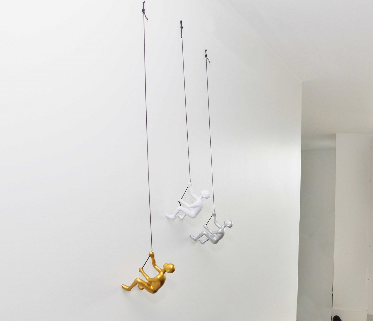 Set of Three White Resin Novelty Hanging Dimensional Sculpture By Homeroots | Wall Decor | Modishstore - 2