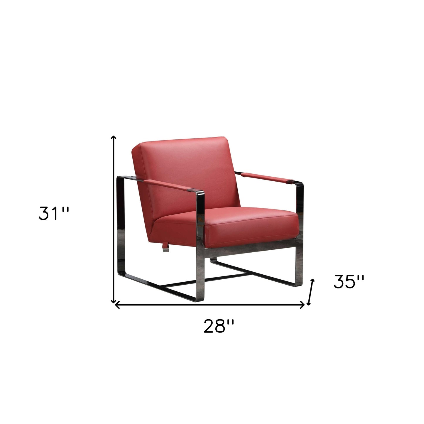 Red And Black Genuine Leather Arm Chair By Homeroots | Accent Chairs | Modishstore - 8