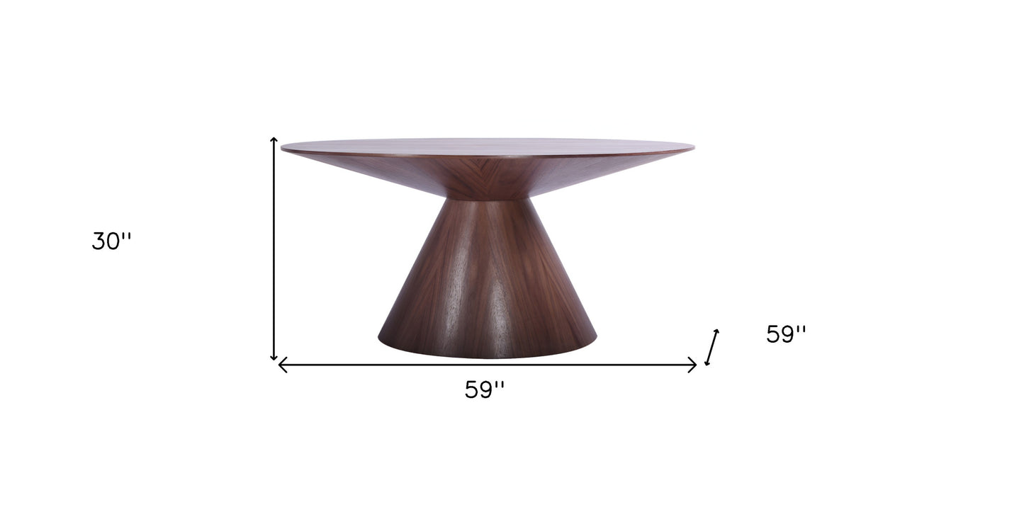 Brown Rounded Solid Wood Pedestal Base Dining Table By Homeroots | Dining Tables | Modishstore - 5