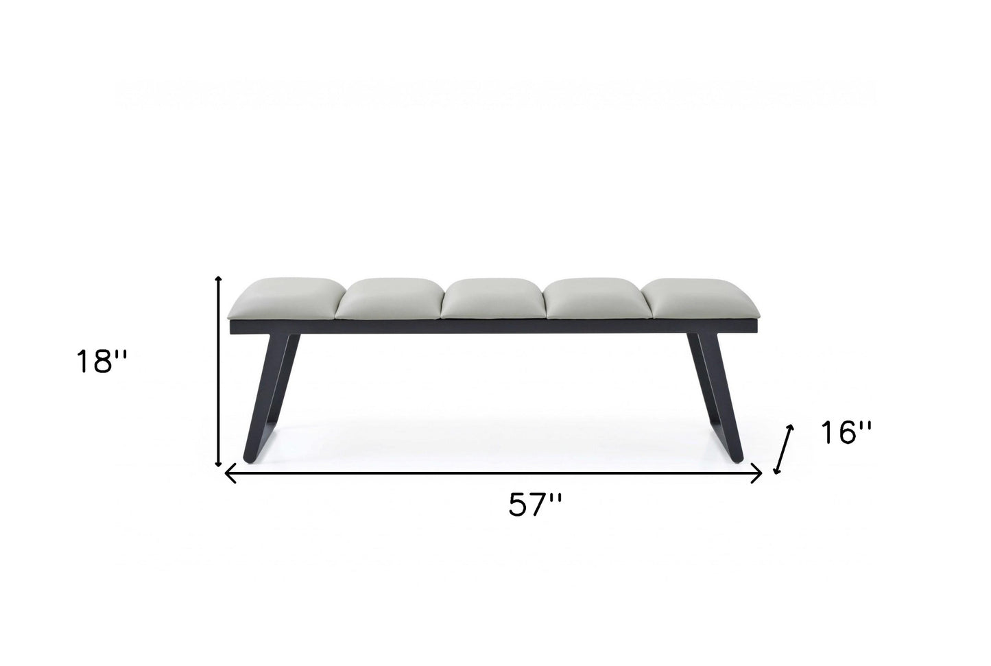 Light Gray and Black Upholstered Faux Leather Bench By Homeroots | Benches | Modishstore - 8