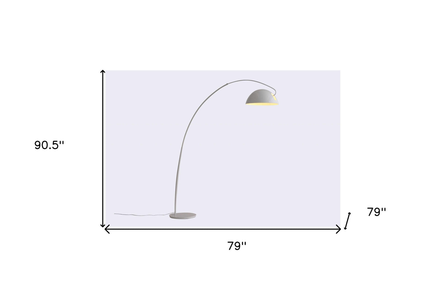 White Steel Arched With White Metal Shade By Homeroots | Floor Lamps | Modishstore - 6