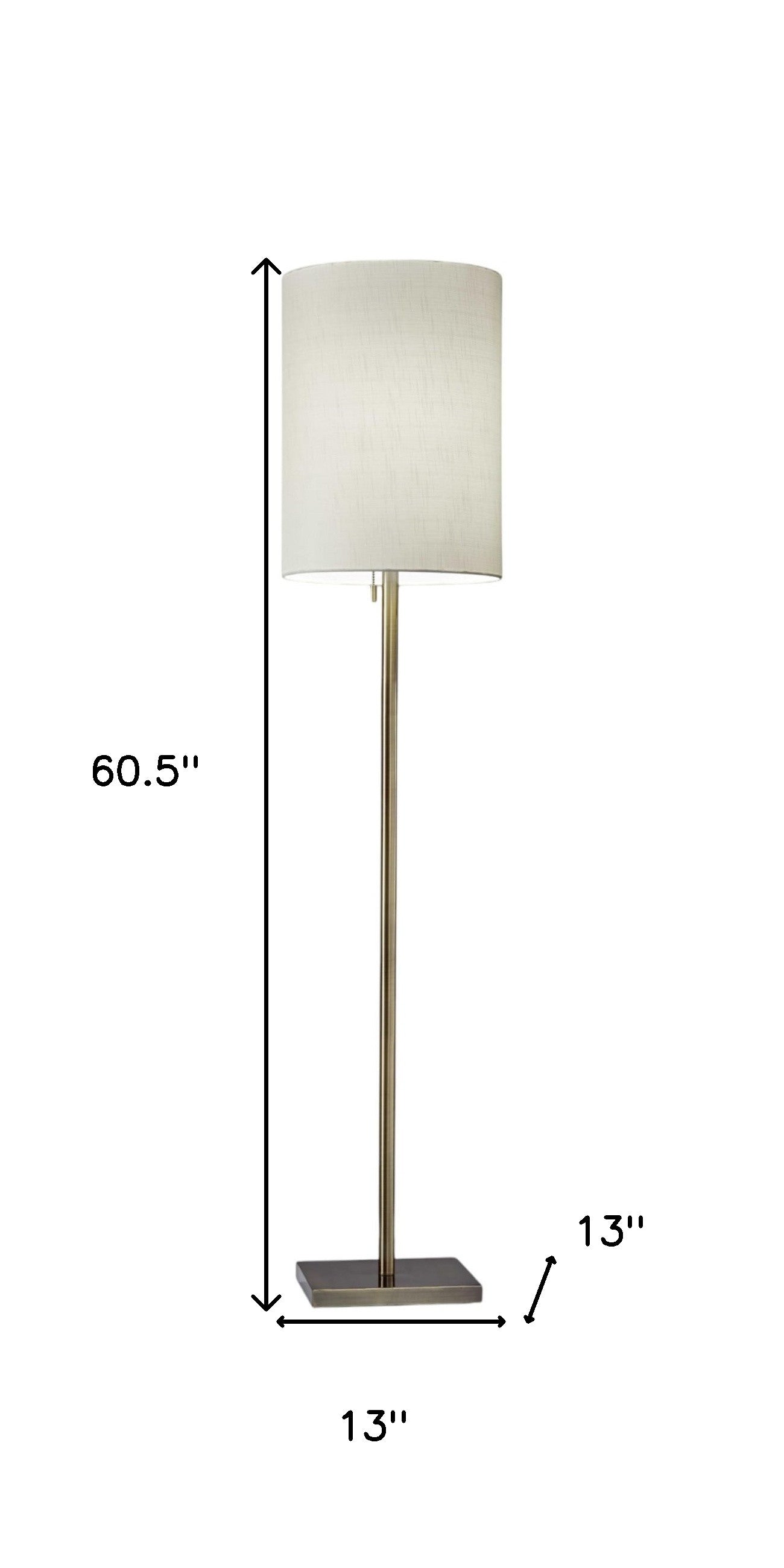 Brass Metal Floor Lamp With White Fabric Cylinder Shade By Homeroots | Floor Lamps | Modishstore - 8