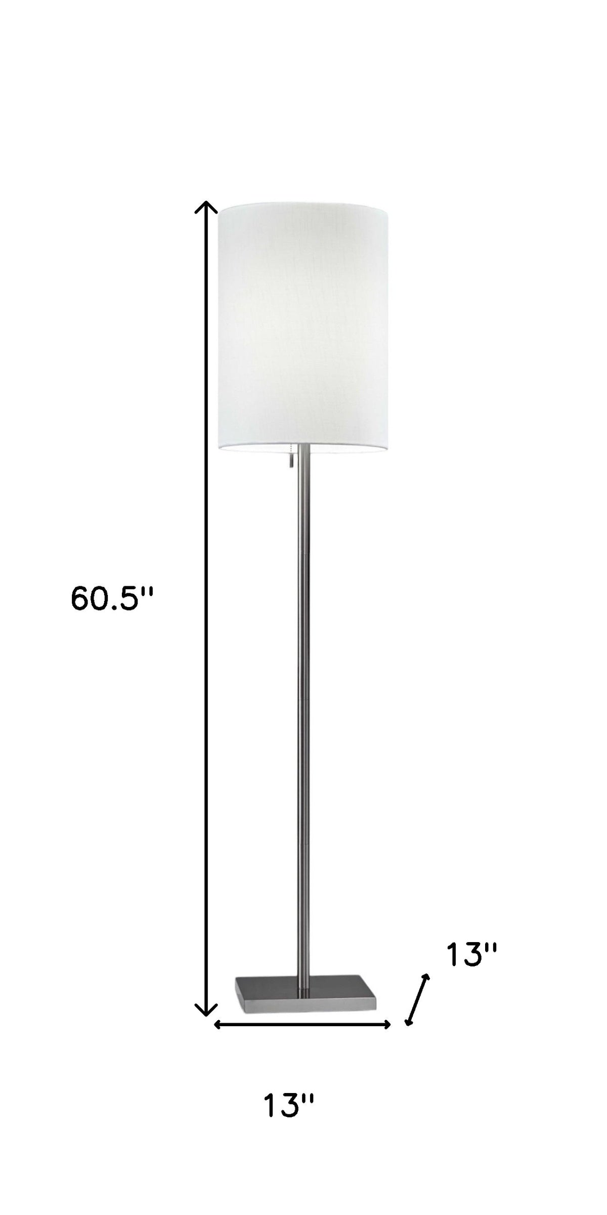Silver Metal Floor Lamp With Fabric Shade By Homeroots | Floor Lamps | Modishstore - 6
