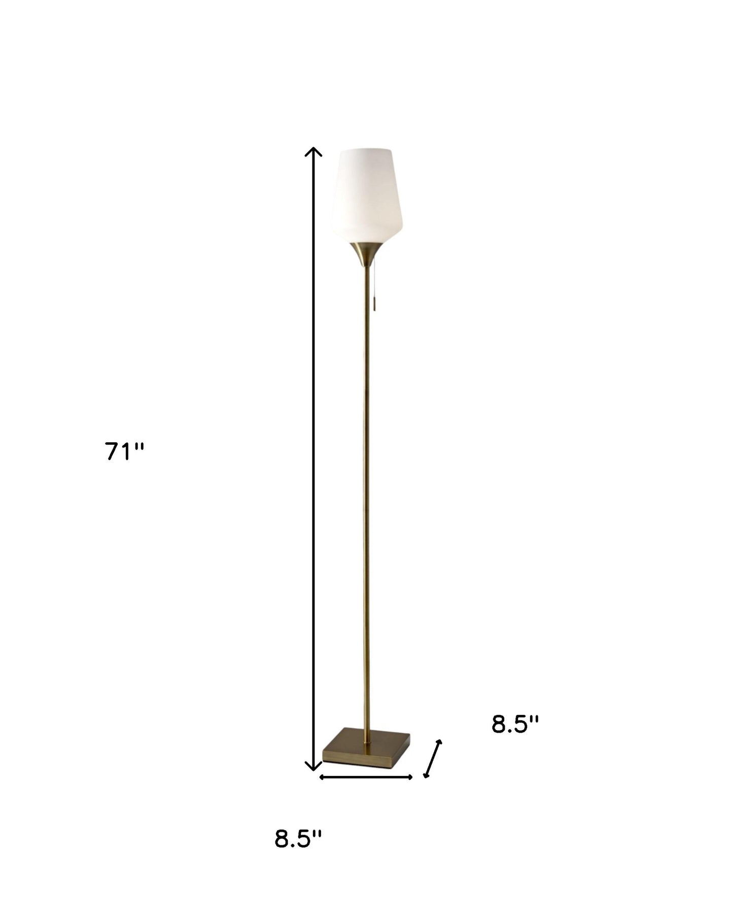 Brass Metal Torchiere Floor Lamp With White Glass Novelty Shade By Homeroots | Floor Lamps | Modishstore - 8