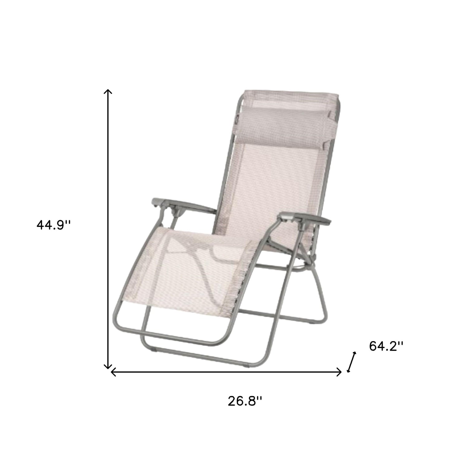 Ivory Steel Outdoor Zero Gravity Chair with Ivory Cushion By Homeroots | Outdoor Chairs | Modishstore - 6