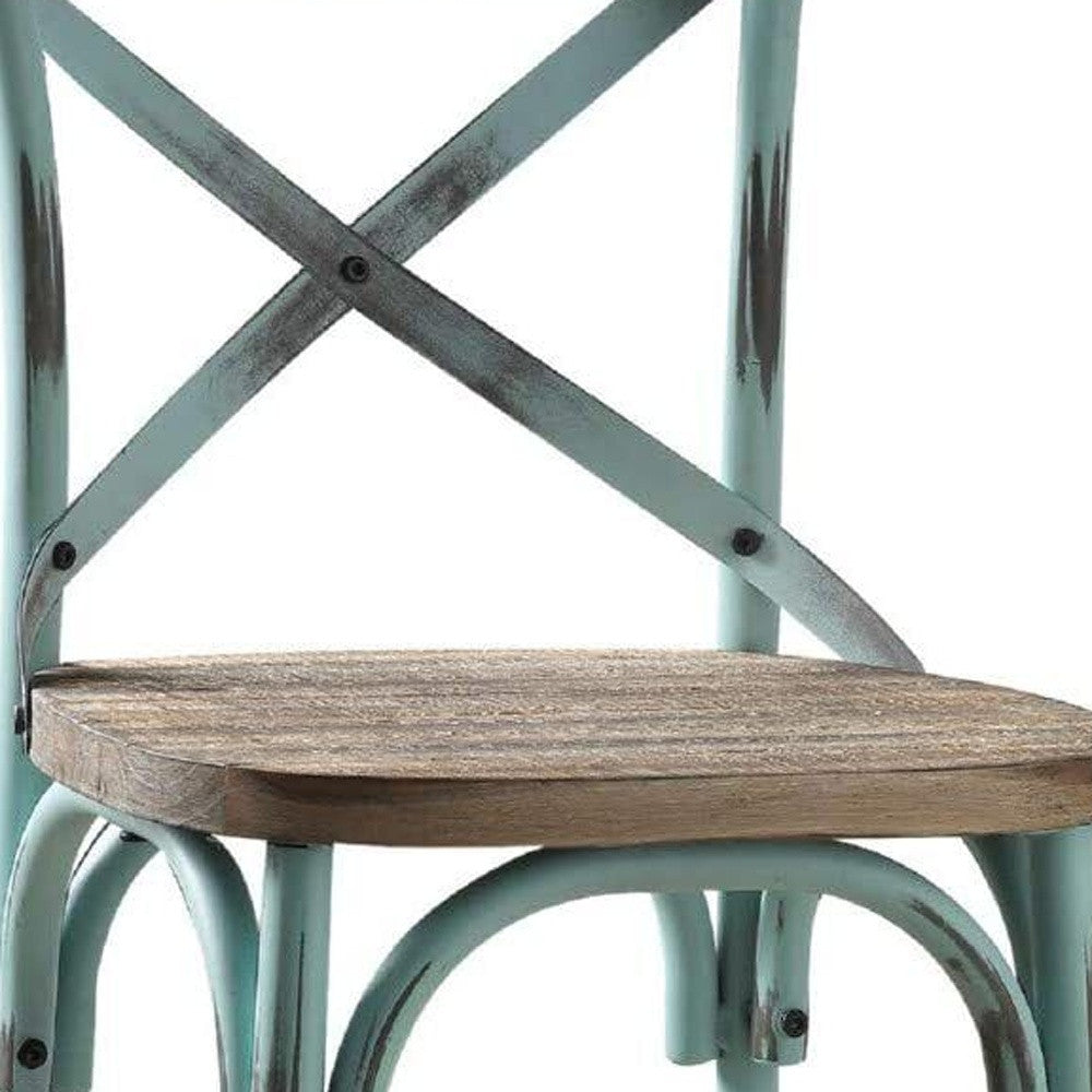 Brown And Sky Blue Iron Bar Chair By Homeroots | Bar Stools | Modishstore - 8