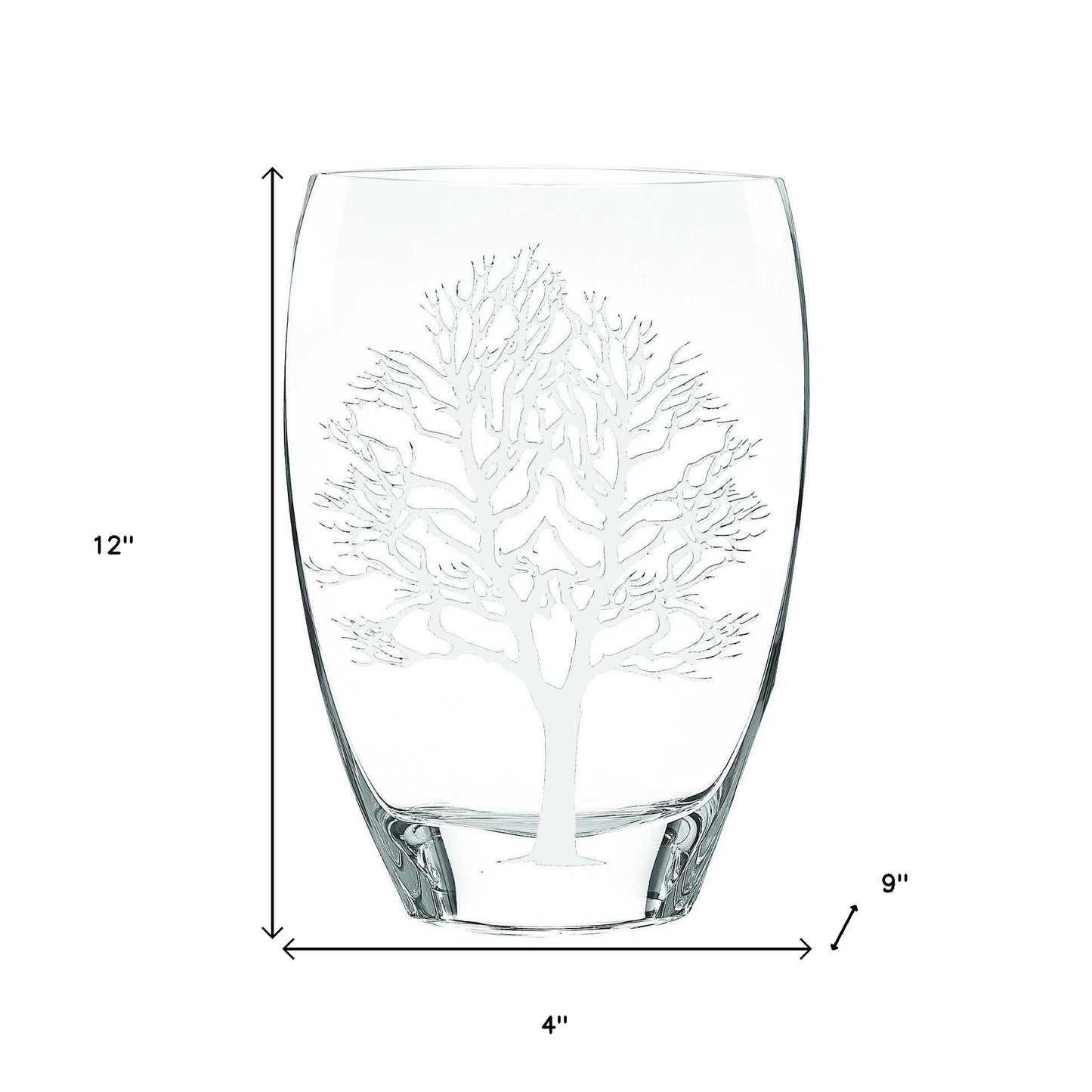 Clear And White Tree Of Life Oval Lead Free Crystal Table Vase By Homeroots | Vases | Modishstore - 5