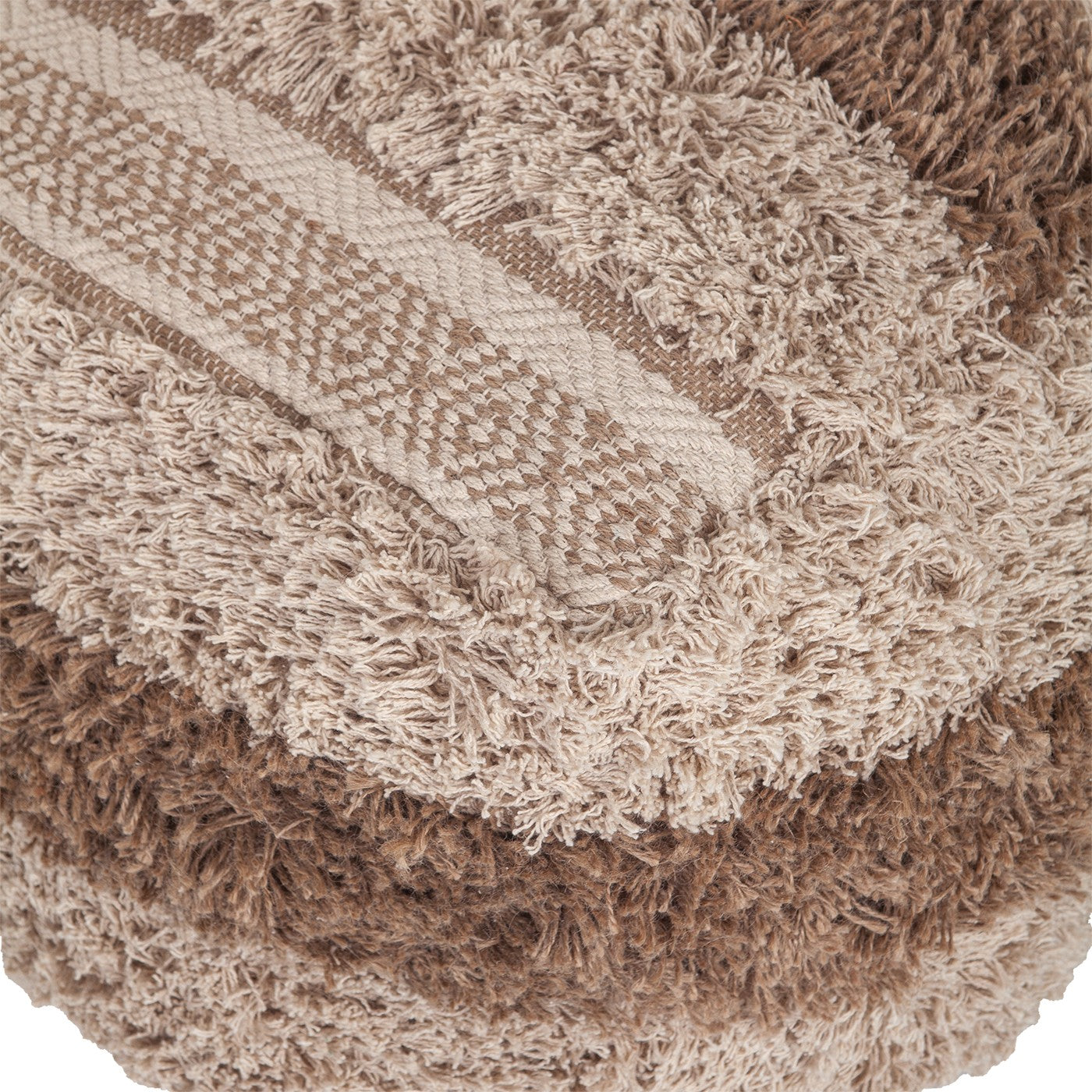 Boho Shaggy Khaki Textured Pouf By Homeroots | Ottomans | Modishstore - 8