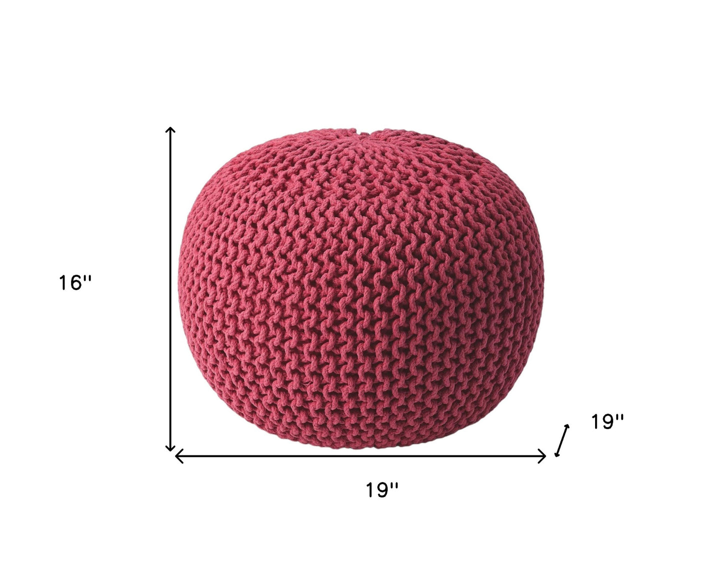 Pink Round Pouf Ottoman By Homeroots | Ottomans | Modishstore - 8