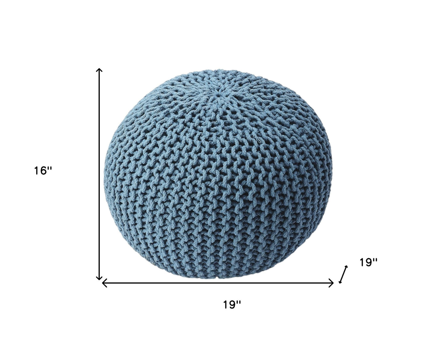 Blue Round Pouf Ottoman By Homeroots | Ottomans | Modishstore - 7