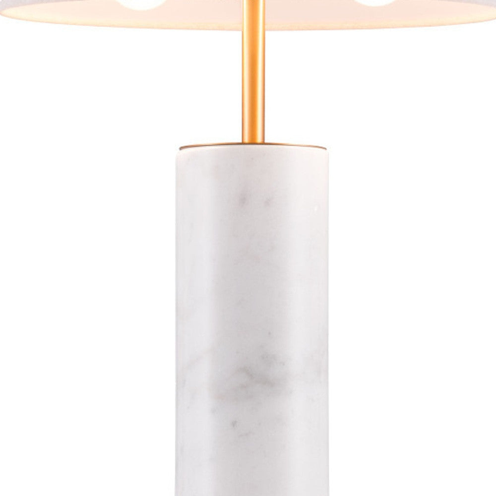 White Metal Bedside Table Lamp With Beige Empire Shade By Homeroots | Table Lamps | Modishstore - 8