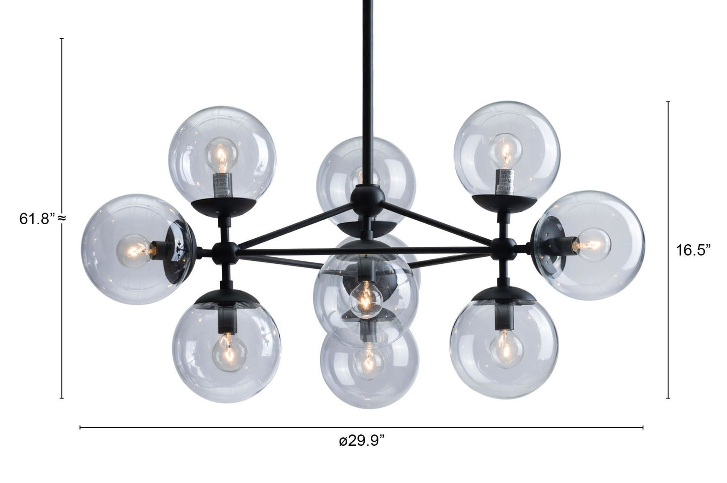 Abundant Ceiling Lamp Black By Homeroots | Chandeliers | Modishstore - 8