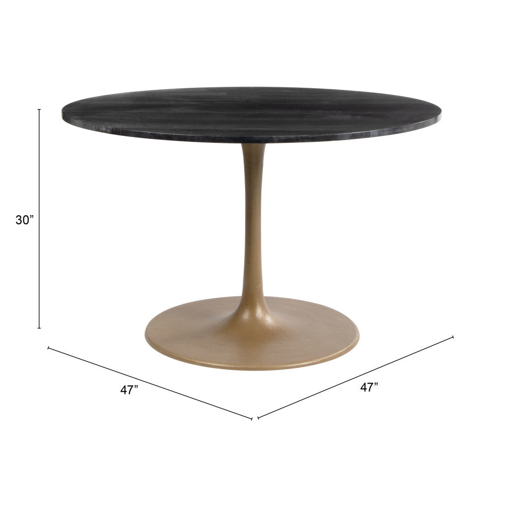 Gold Rounded Steel Pedestal Base Dining Table By Homeroots | Dining Tables | Modishstore - 8