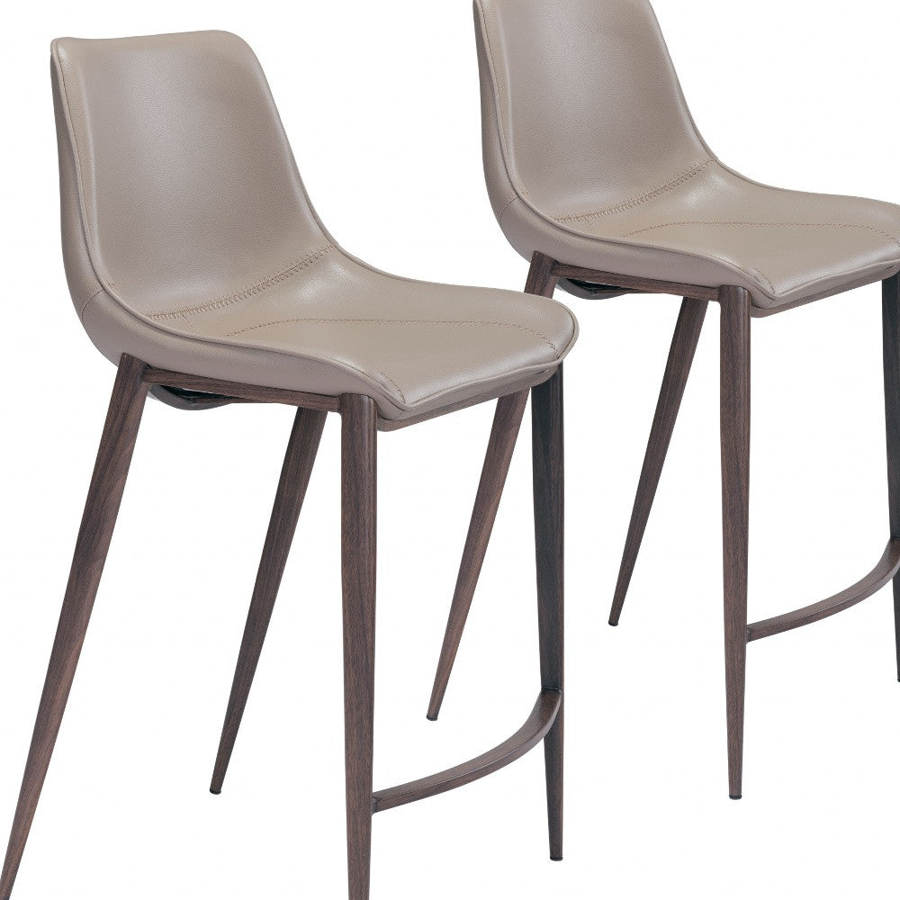 Set of Two Gray and Brown Steel Low Back Counter Height Bar Chairs By Homeroots | Bar Stools | Modishstore - 8