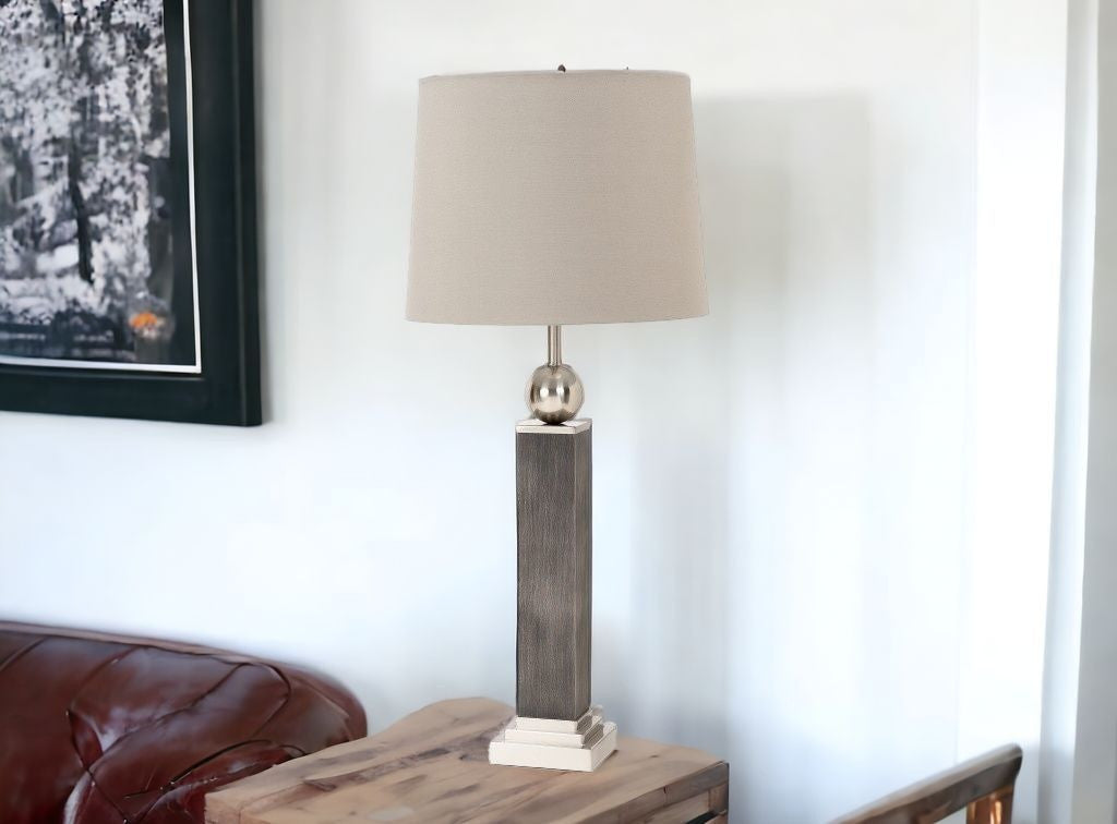 Set of Two Modern Distressed Gray and Silver Table Lamps By Homeroots | Table Lamps | Modishstore - 7