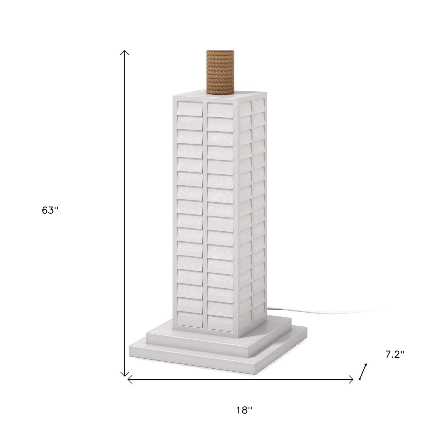 White Polyresin Floor Lamp With White Linen Shade By Homeroots | Floor Lamps | Modishstore - 8