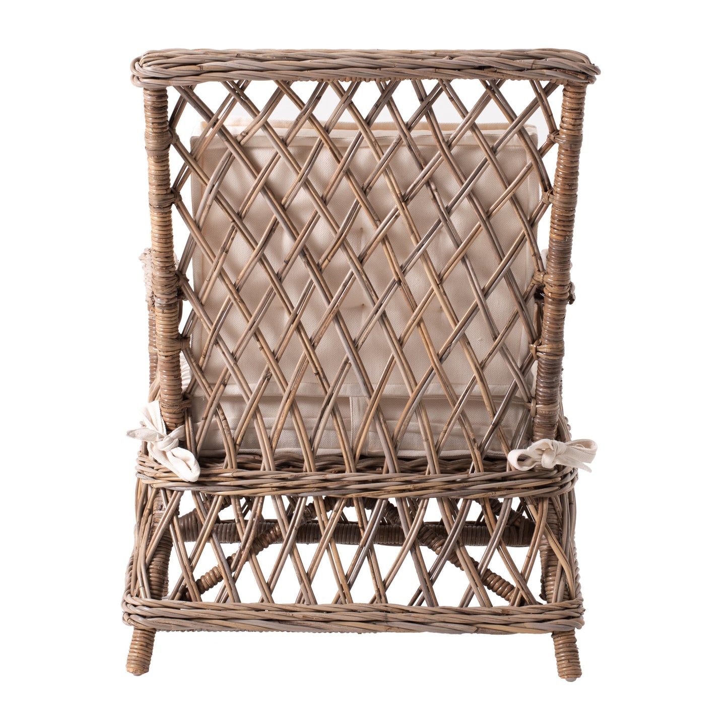 Set of Two Natural Lattice Wicker Arm Chairs with Seat Cushions By Homeroots | Dining Chairs | Modishstore - 8