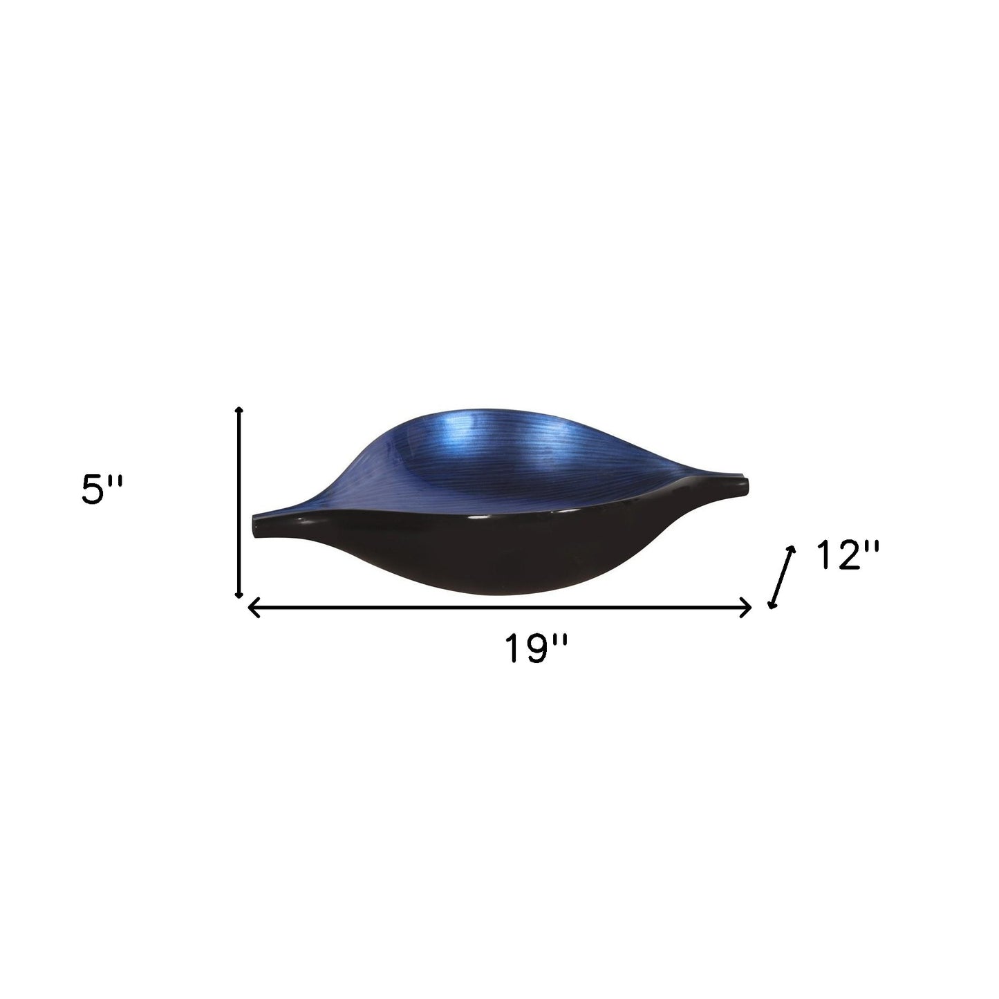 Sleek Blue and Black Lacquer Centerpiece Eye Bowl By Homeroots | Vases | Modishstore - 7