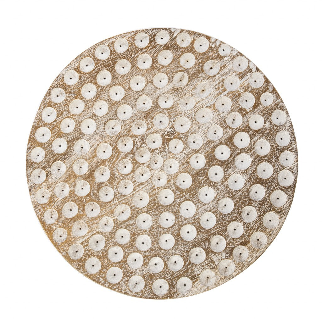 Washed White Solid Wood Round End Table By Homeroots | End Tables | Modishstore - 8