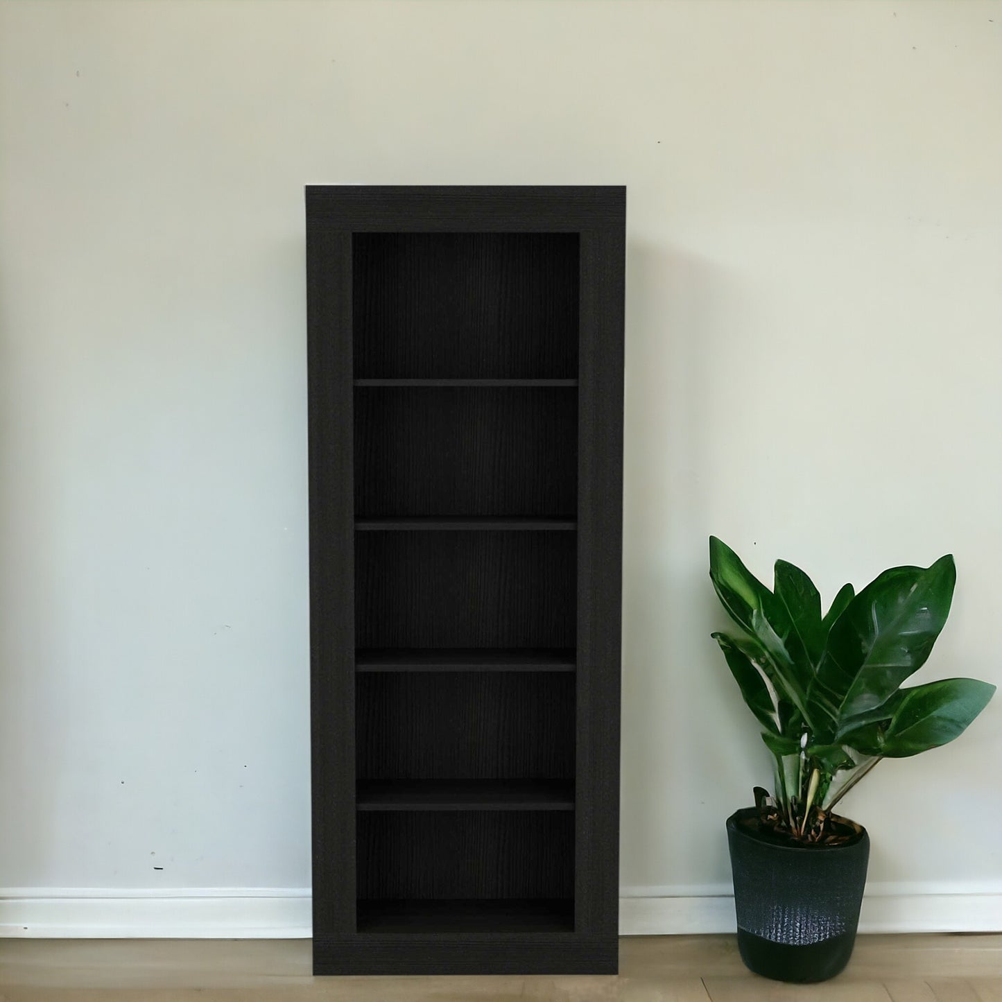 Black Five Tier Bookcase By Homeroots | Bookcases | Modishstore - 5