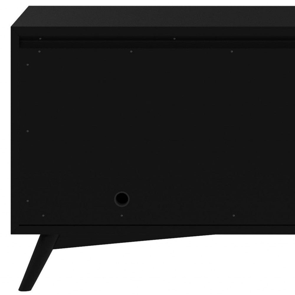 Black Mahogany Solid Wood Enclosed and Open Storage TV Stand By Homeroots | TV Stands | Modishstore - 8