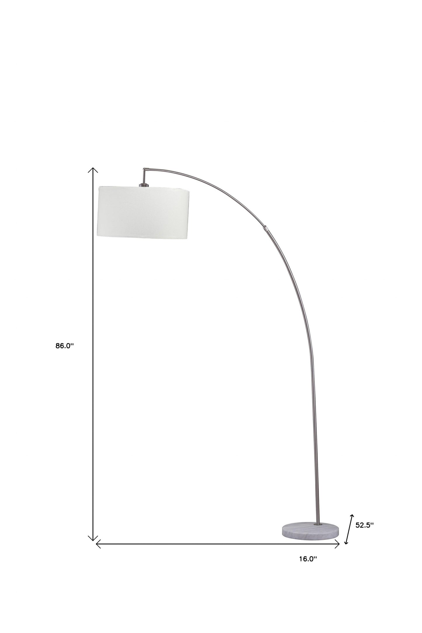 White And Silver Arc Floor Lamp With White Drum Shade By Homeroots | Floor Lamps | Modishstore - 6