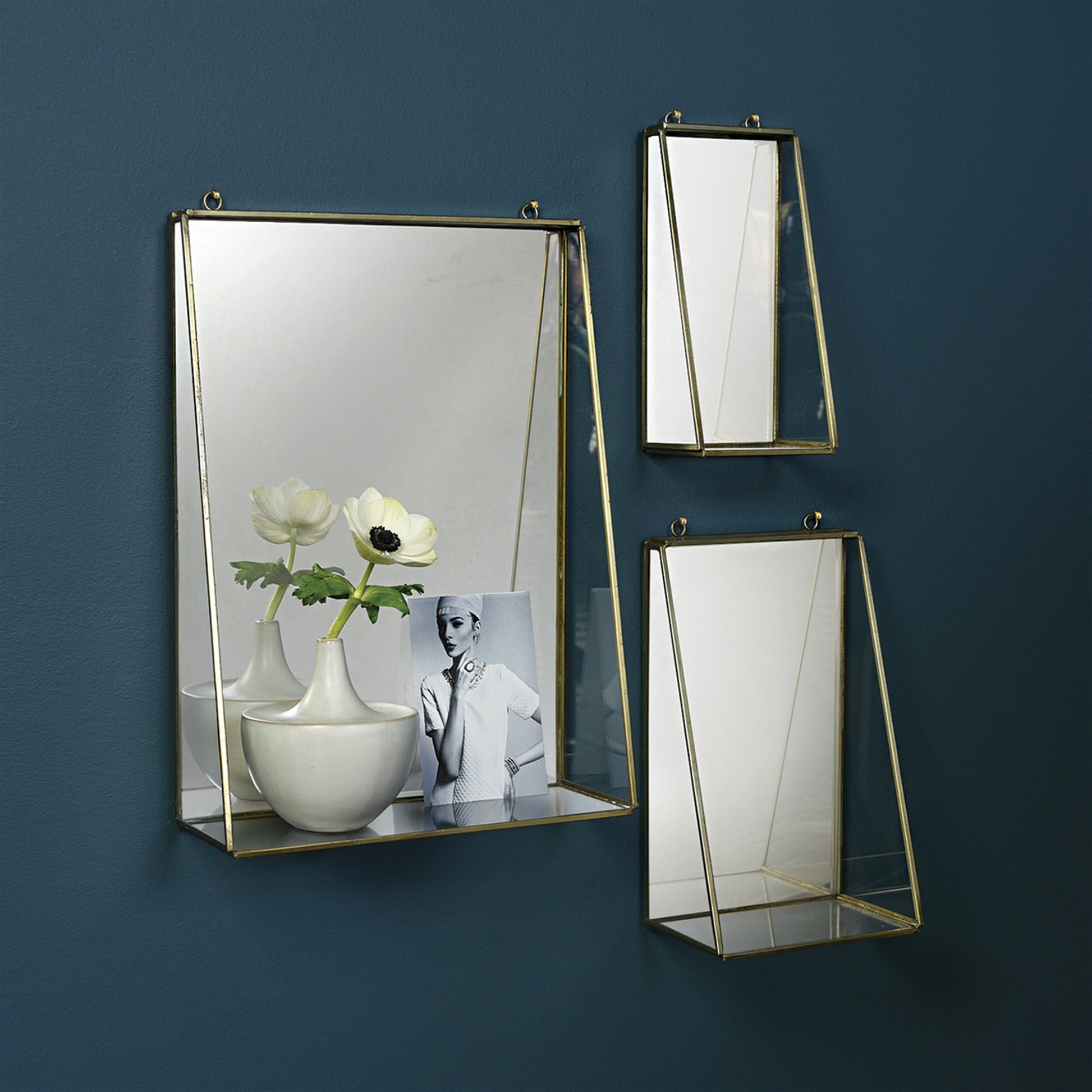 Monroe Mirror with Shelf - Large - Brass By HomArt | Mirrors | Modishstore - 2