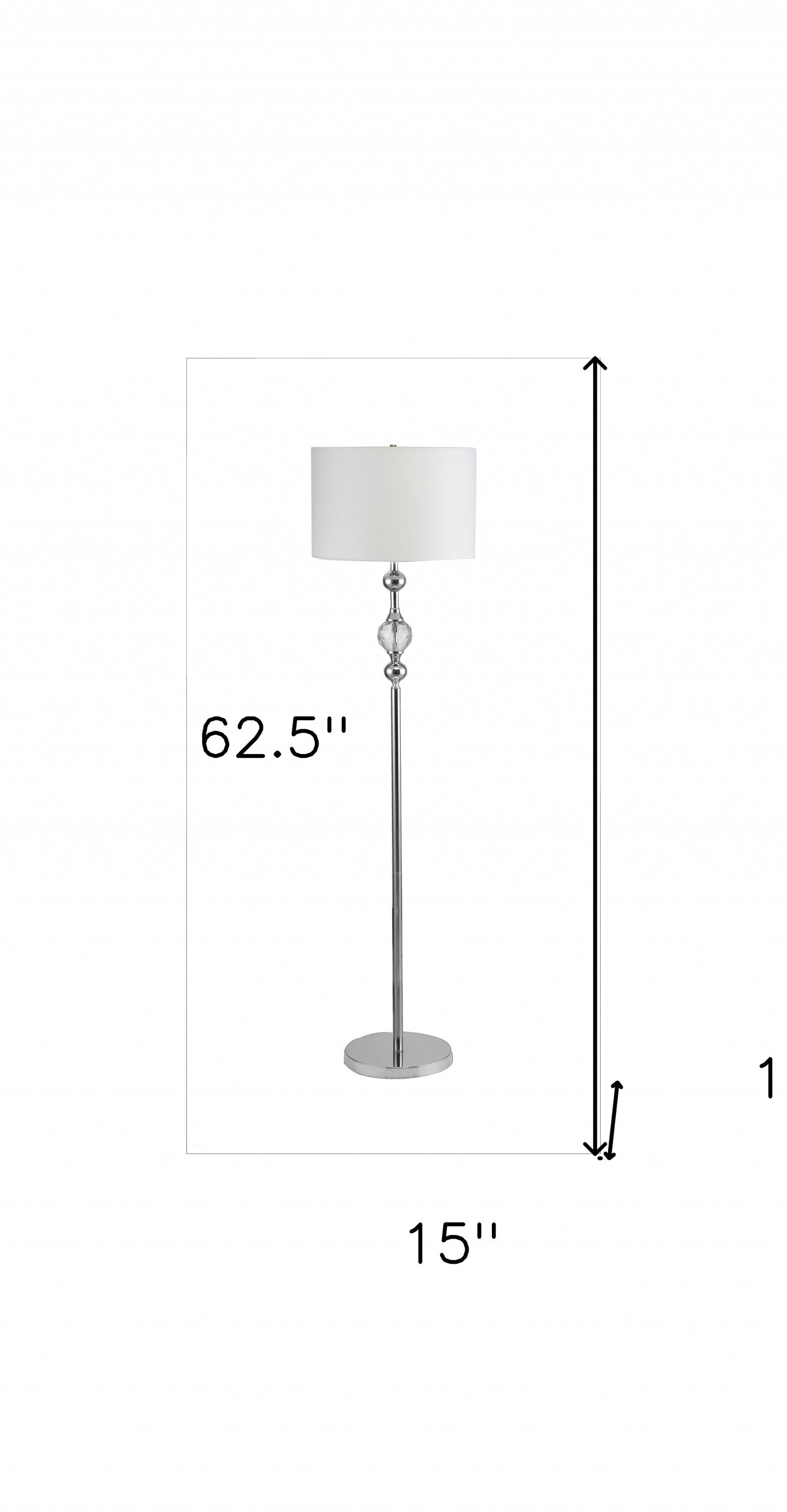 Chrome and Crystal Orb Shaped Floor Lamp With White Drum Shade By Homeroots | Floor Lamps | Modishstore - 8