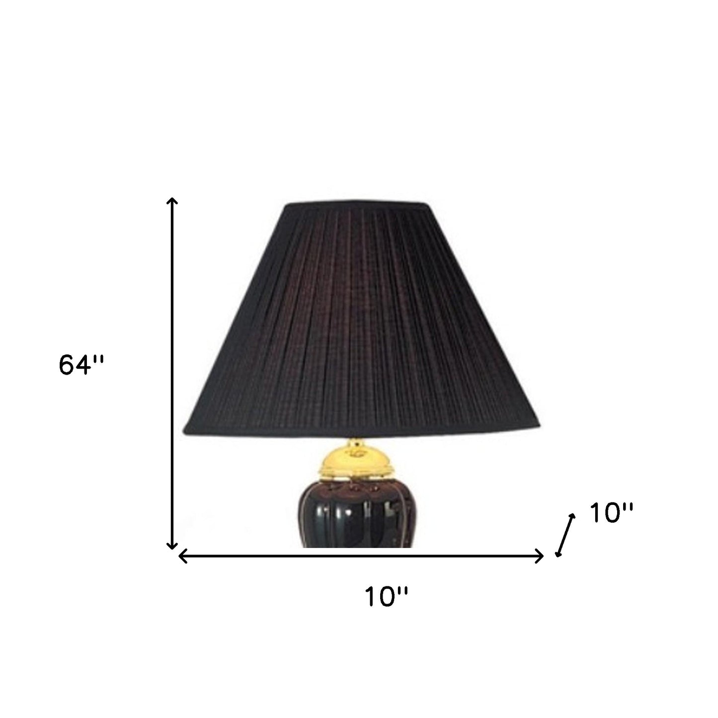 Set Of Three Gold Ceramic Bedside Floor and Table Lamp Set With Black Empire Shade By Homeroots | Table Lamps | Modishstore - 6