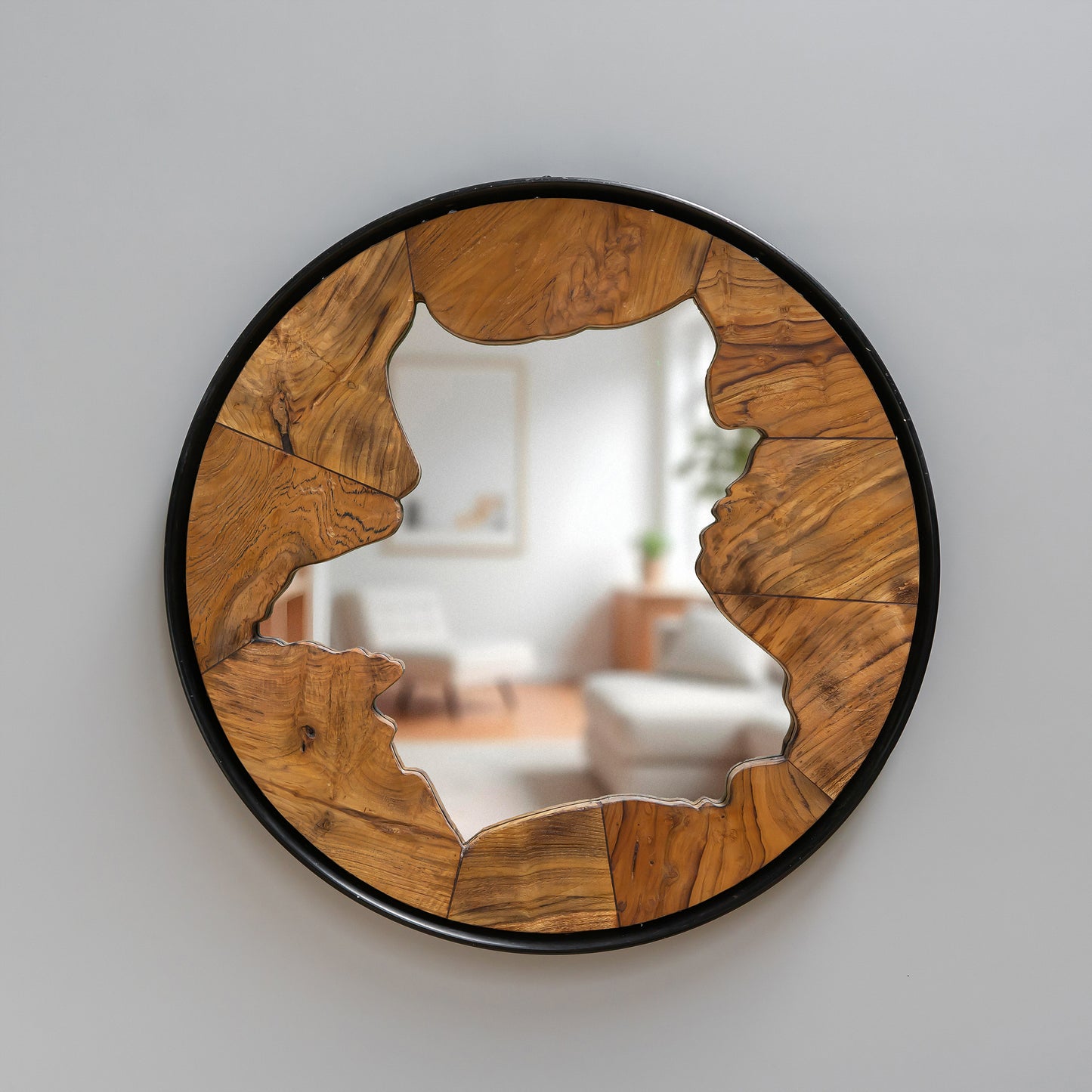 Teak Mirror with Metal Frame Set of 2 By Garden Age Supply