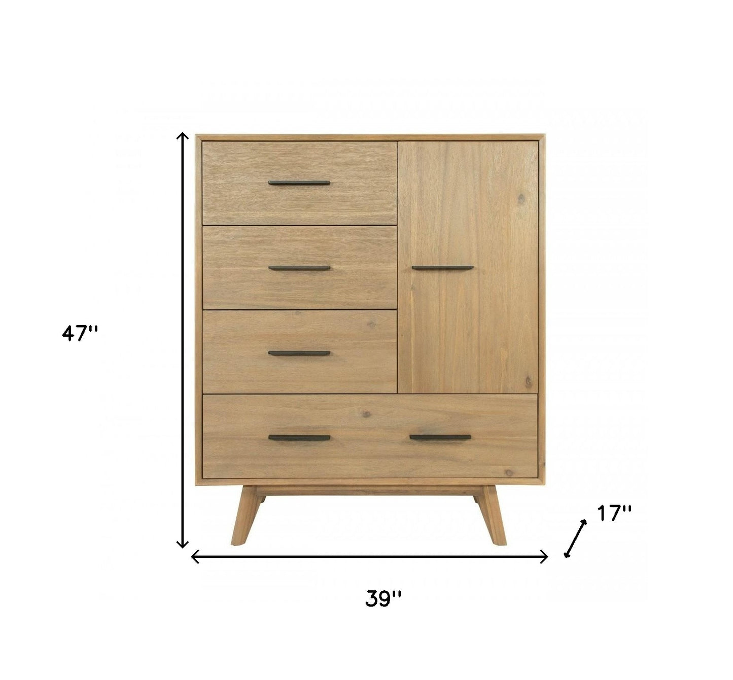 Walnut Solid Wood Four Drawer Gentlemans Chest By Homeroots | Dressers | Modishstore - 4