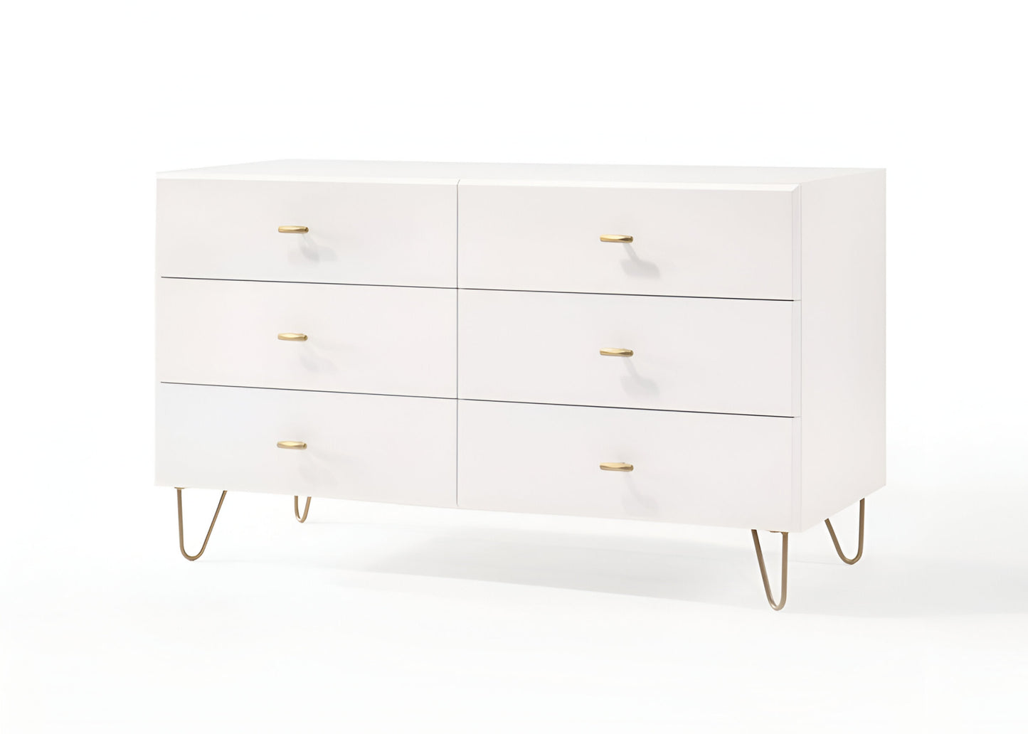 White Manufactured Wood Six Drawer Double Dresser By Homeroots | Dressers | Modishstore - 7