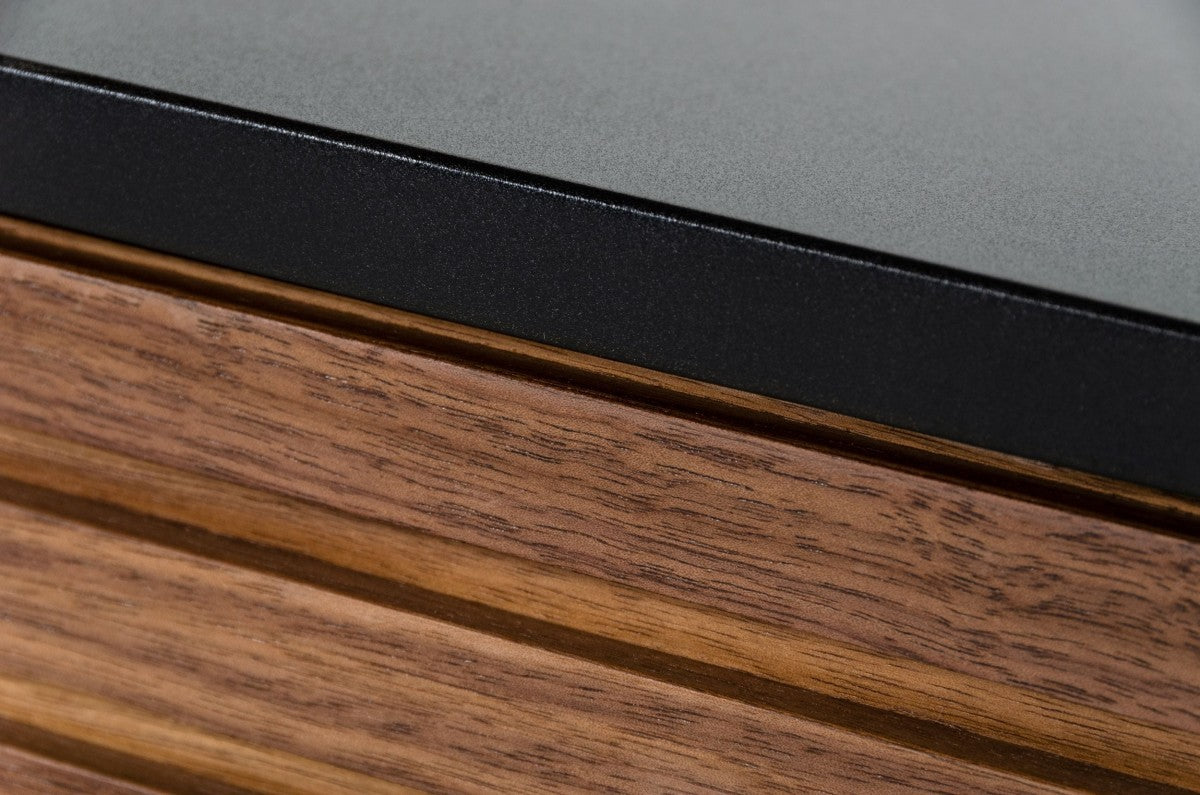 Walnut And Gray Wood Open And Enclosed Storage TV Stand By Homeroots | TV Stands | Modishstore - 7